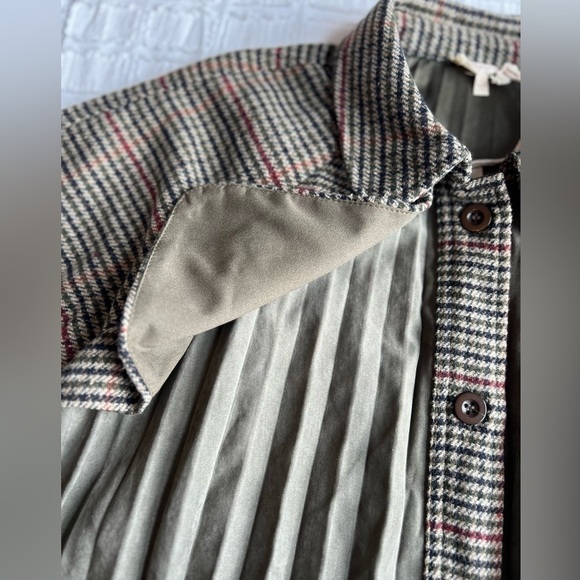 Mystree Wool Blend Button Down Jacket — Pleated Plaid & Faux Suede | NWT | Small - Picture 5 of 13
